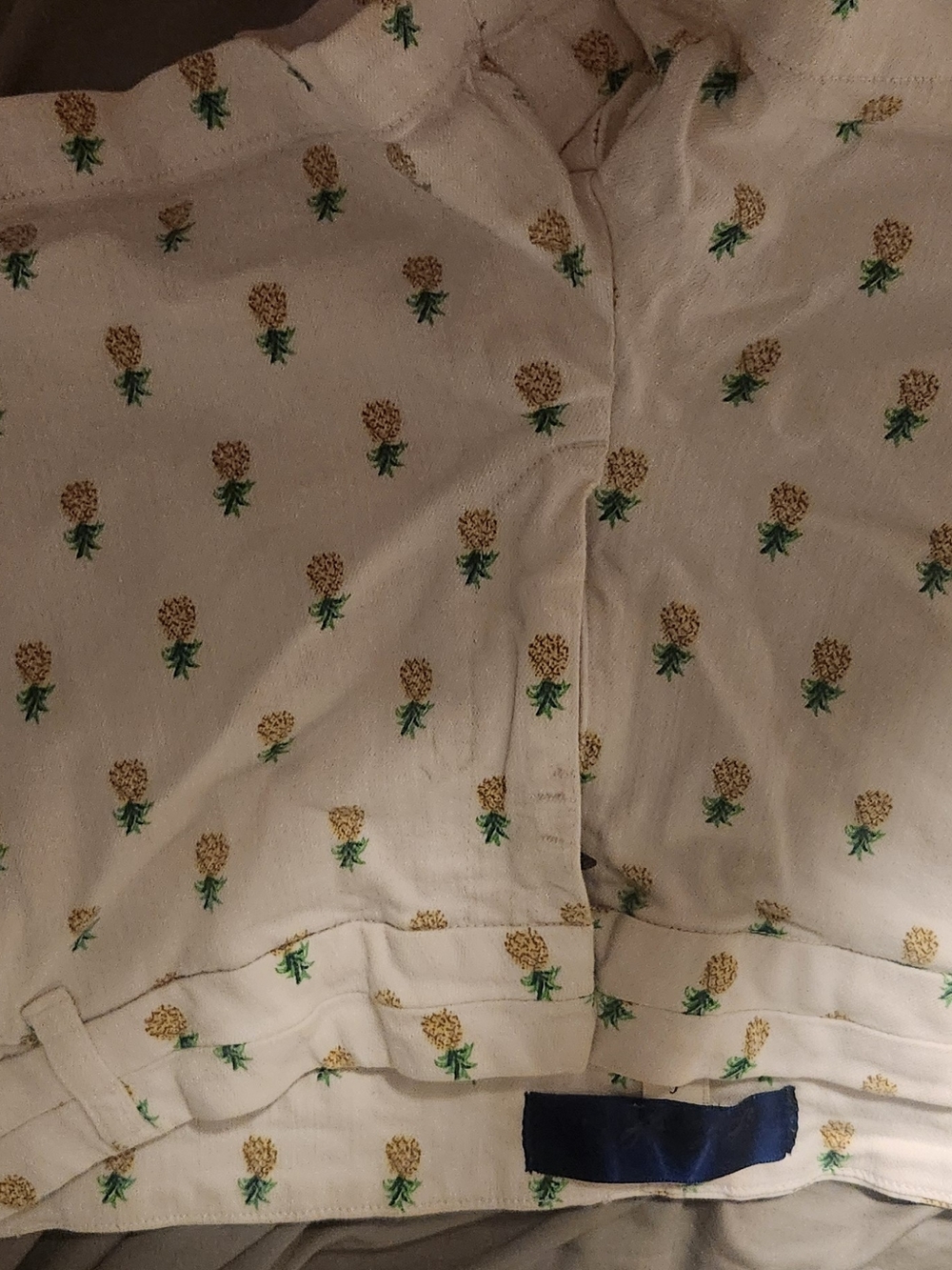 Women's Cream Shorts with Pineapple Motif